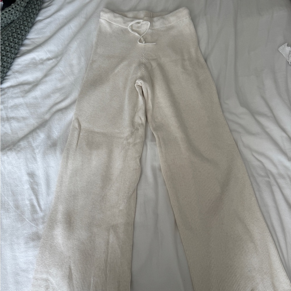 Ghanda Cream Ribbed Pants
